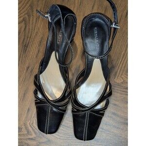 Highlights Black Heels Ankle Strap Pumps Womens Shoes Size 7.5 Wide